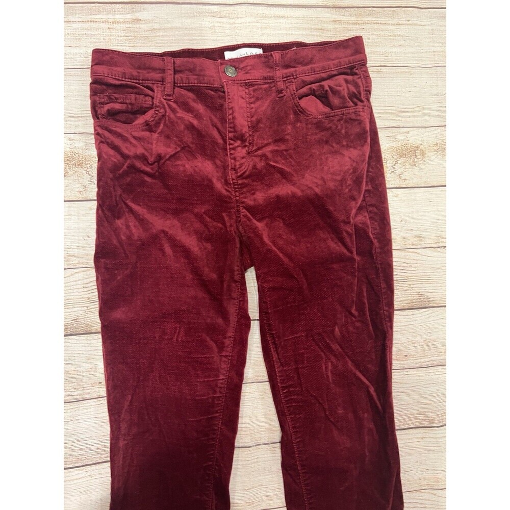 Loft Womens Red Velvet Velour Holiday Event Festive Elegant Pants 4/27 - Picture 2 of 7